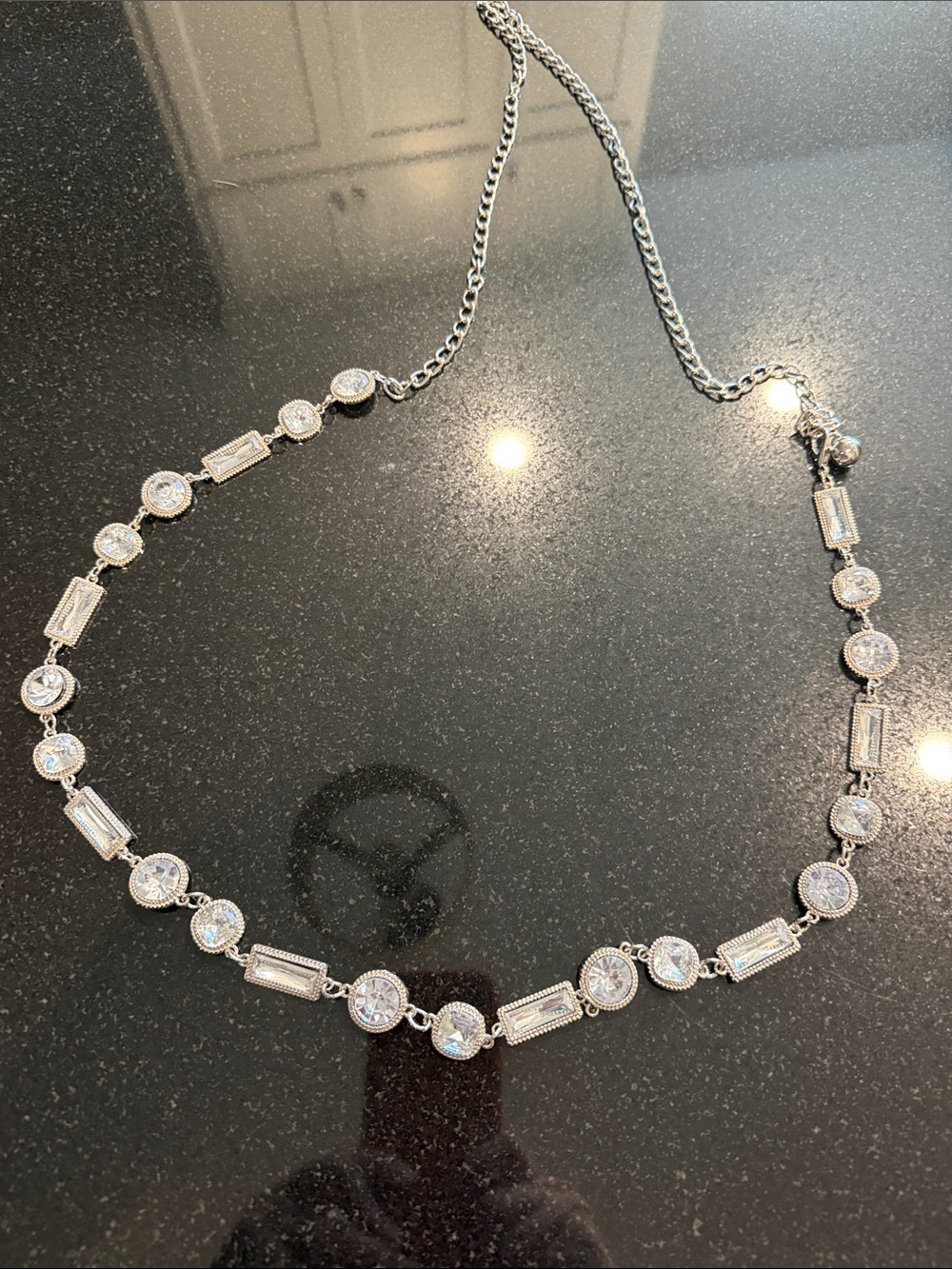 Wrangler Silver Crystal Station Necklace